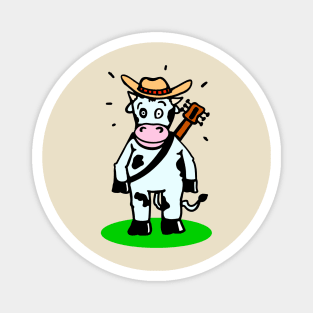 Cow with hat and guitar Magnet